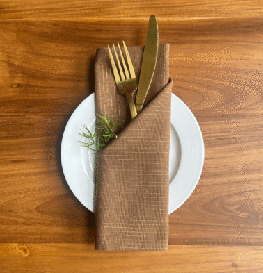 Zari Stripes Cotton Table Napkins Brown – Set of 6