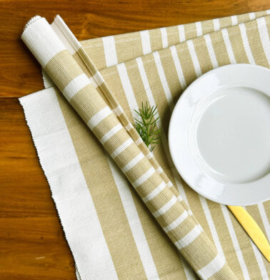 Coastal Lines Cotton Tablemats Beige – Set of 6