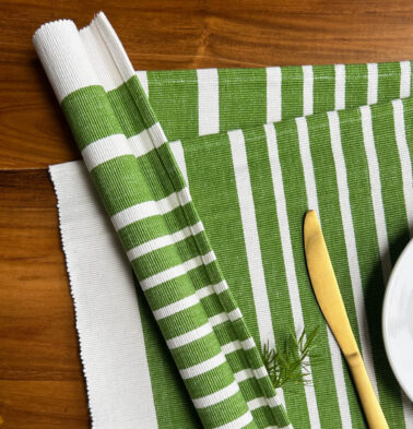 Coastal Lines Cotton Tablemats Green – Set of 6