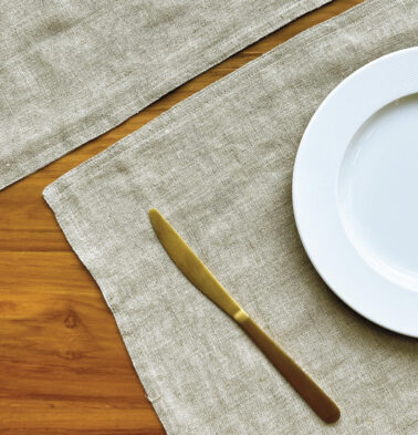 Vanilla White /Beige Reversible Linen Table Mats – Set of 6