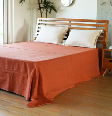 Handwoven Cotton Bed Cover Ginger Orange