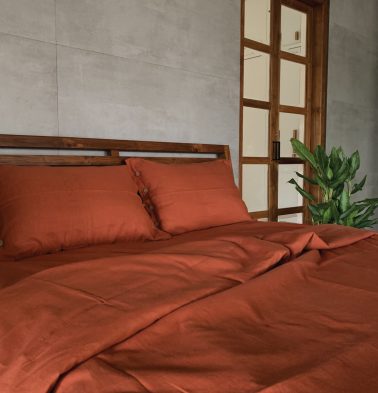Linen Duvet Cover Rust Orange