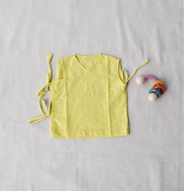 Sleeveless Lemon Green Cotton Baby Vests