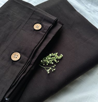 Solid Cotton Single Bed Sheet Coffee Black – With pillow cover