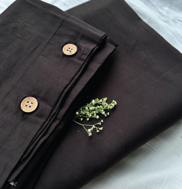 Solid Cotton Coffee Black - Fitted Bedsheet
