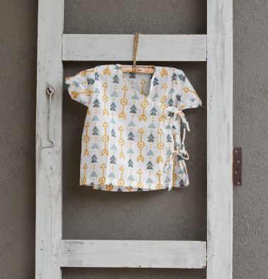 Aztec Arrows Cotton Baby Vests Yellow