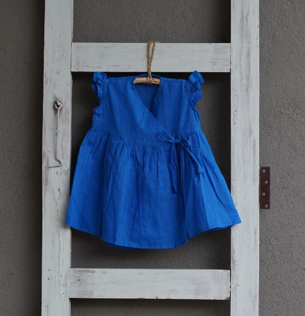Cotton Princess Blue Bubble Dress Baby Girl