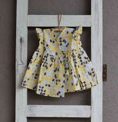 Cotton Retro Yellow Bubble Dress Baby Girl