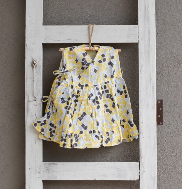 Cotton Retro Yellow Wind Dress Baby Girl