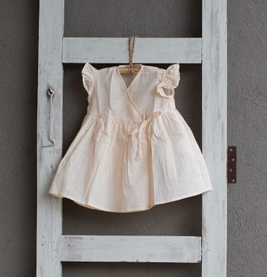 Cotton Tapioca Beige Bubble Dress Baby Girl