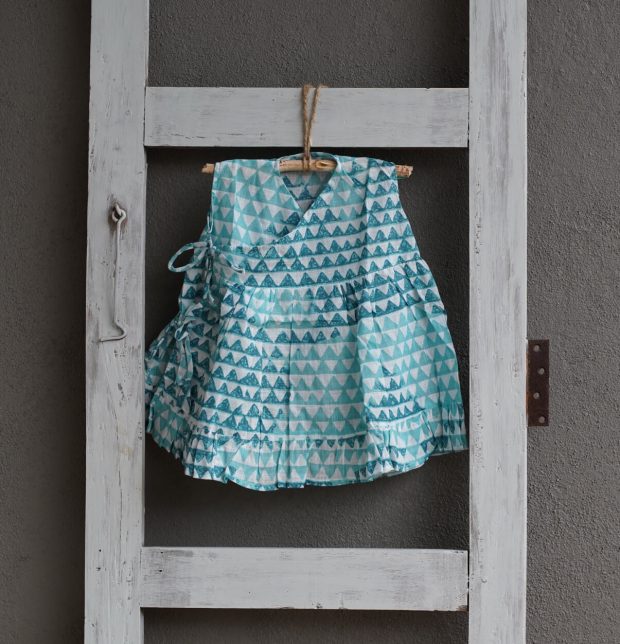 Cotton Triangle Blue Wind Dress Baby Girl