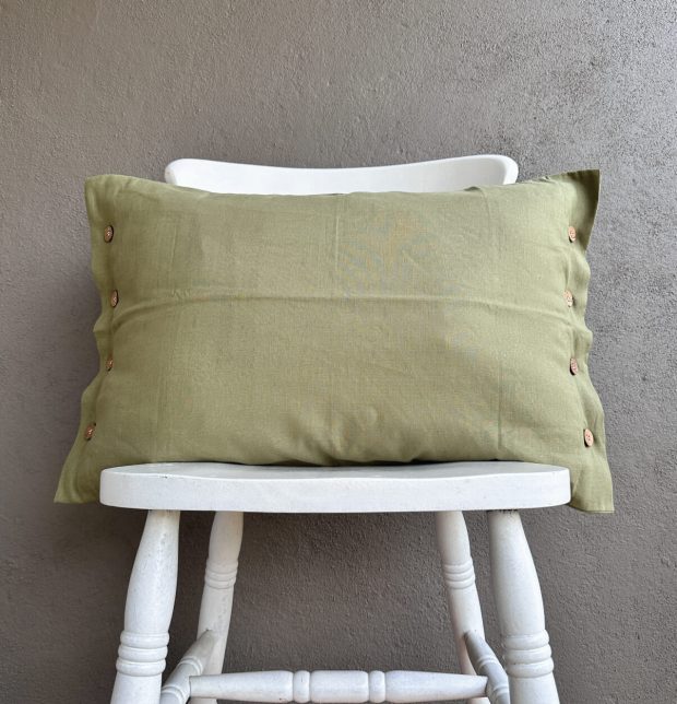 Customisable Linen Duvet Cover Mosstone Green