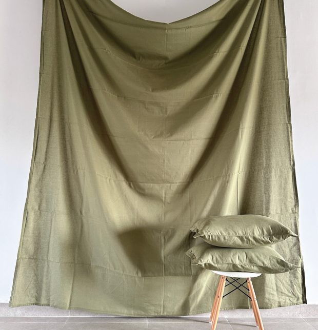 Customisable Linen Duvet Cover Mosstone Green