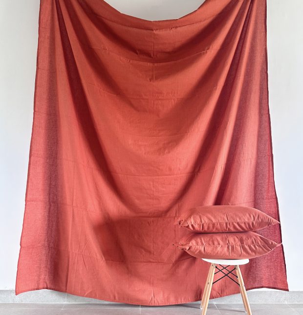 Linen Fitted Bedsheet Rust Orange