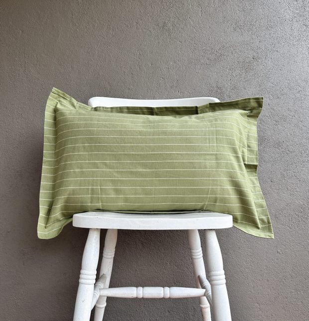 Customisable Silver Lining Striped Duvet Cover Green / White