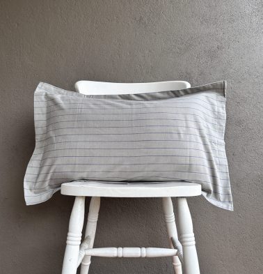 Silver Lining Striped Cotton Pillow Cover Grey / Blue