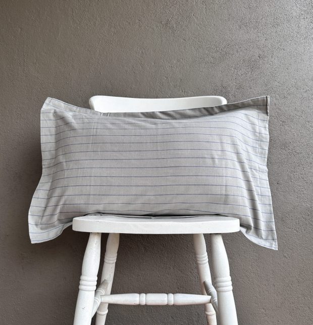Silver Lining Striped Cotton Pillow Cover Grey / Blue