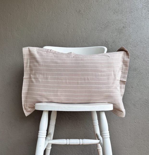 Customisable Silver Lining Striped Duvet Cover Walnut / White