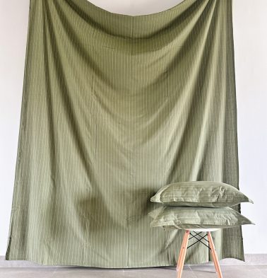 Silver Lining Striped Bedsheet Green/White – Fabric Fitted