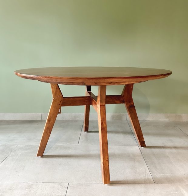 Solid Wooden Round Dining Table | Teak Wood