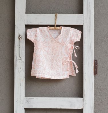 Tiles Print Cotton Baby Vests Pink