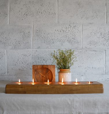 Rustic Handcrafted Wooden 6 Flame Tea Light holder