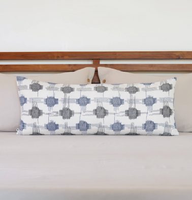 Ikat Checks Lumbar Cotton Cushion Cover Multicolor – 14″ x 36″