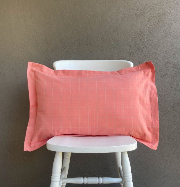 Lagom Chequered Cotton Duvet Cover Pink / Grey