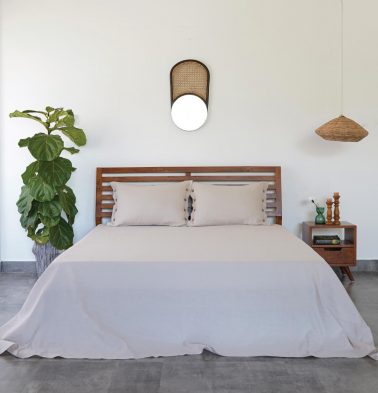 Linen Bed Sheet - Cloud Cream- With 2 pillow covers