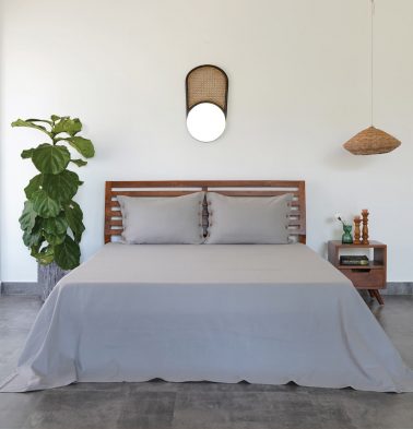 Linen Bed Sheet -  Glacier Grey - With 2 pillow covers