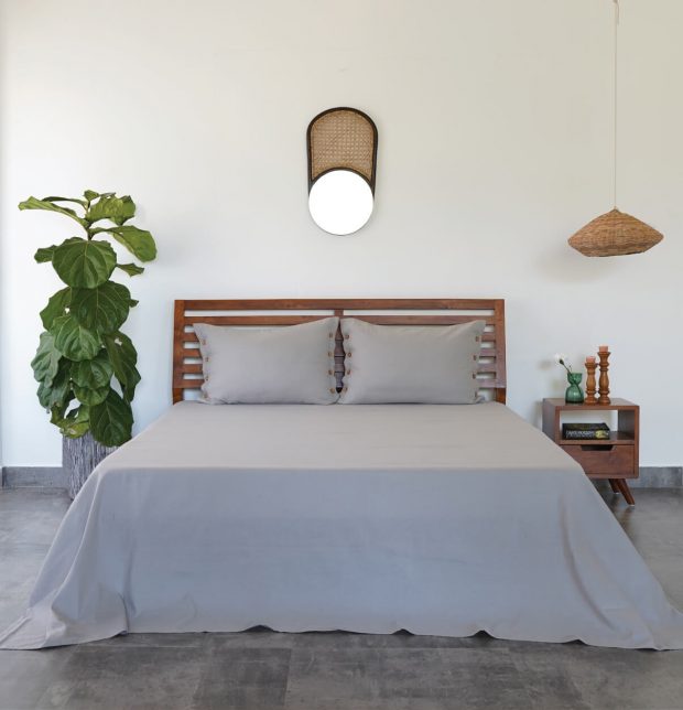Linen Bed Sheet -  Glacier Grey - With 2 pillow covers