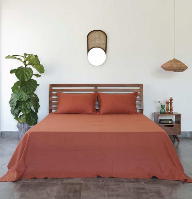Customisable Linen Duvet Cover Rust Orange