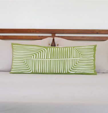 Palme Cotton Lumbar Cushion Cover Green - 14 x 36
