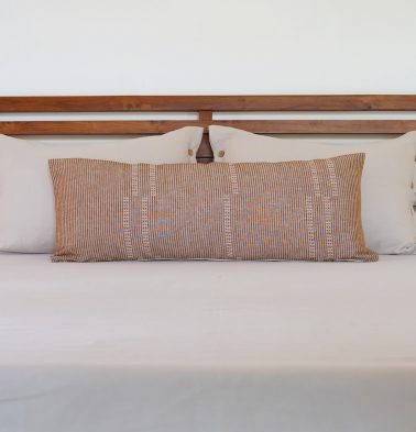 Satin Stripes Lumbar Linen Cushion Cover Orange - 14 x 36