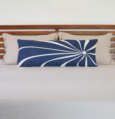 Sun Hue Cotton Lumbar Cushion Cover Indigo - 14 x 36