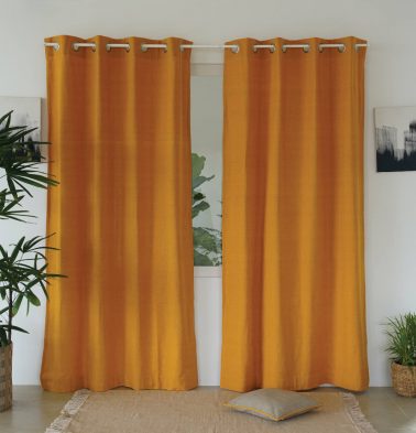 Chambray Cotton Curtain Sunflower Yellow
