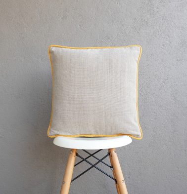 Chambray Cotton Cushion Cover Beige/ Yellow 16” x 16”