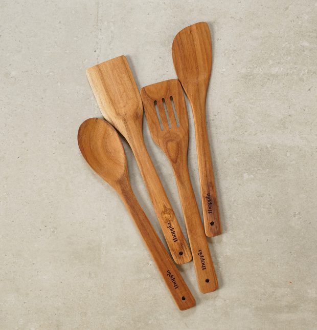 Organic Teak Wooden Laddles - Set of 4