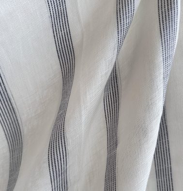 Stripe Linen Sheer Fabric White/Blue