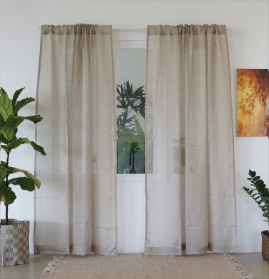 Customizable Linen Sheer Curtain - Oyester Grey