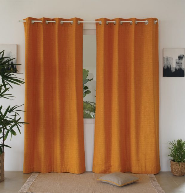 Panama Weave Cotton Curtain Golden Glow