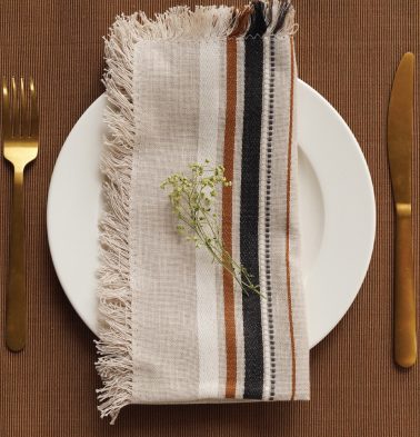 Premium Cotton Table Napkins Beige / Brown Set of 6