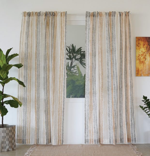 Customizable Sheer Curtain, Slub Cotton - Raw Chevron Stroke