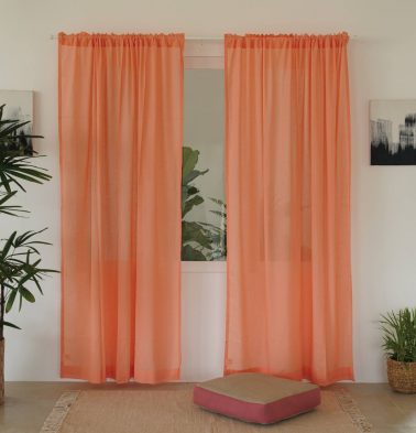Slub Sheer Cotton Curtain Papaya Peach