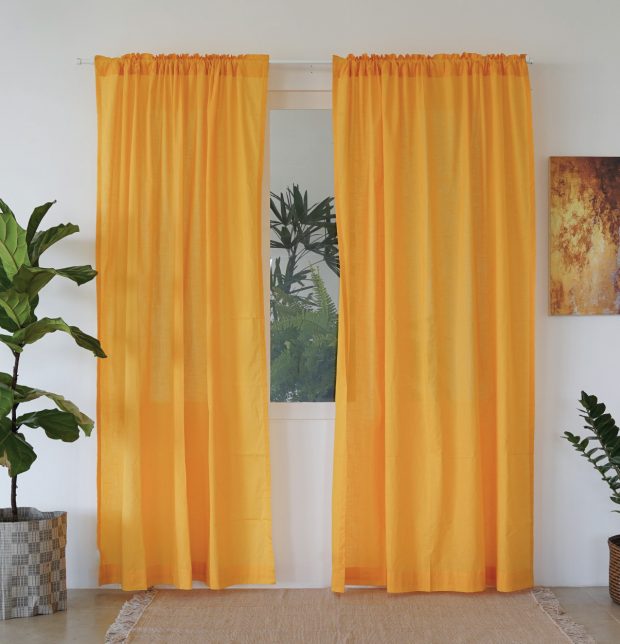 Slub Sheer Cotton Curtain Sunflower Yellow