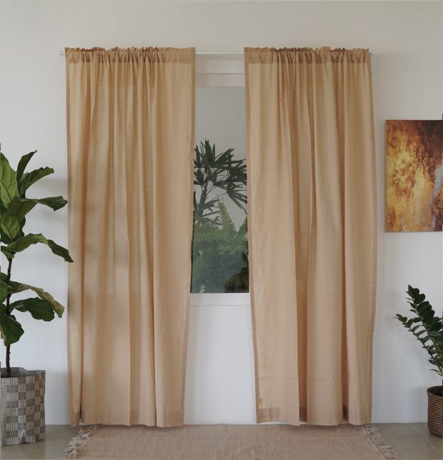 Slub Cotton Sheer Fabric Pebble Beige