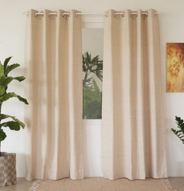 Customizable Curtain, Textura Cotton - Fog Beige