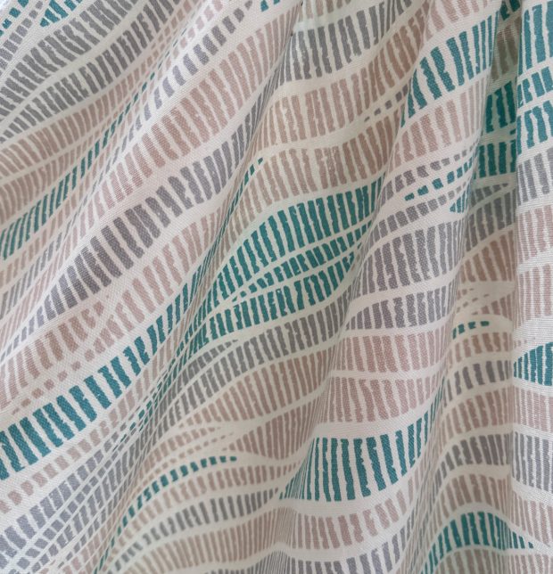 Customizable Curtain, Cotton - Wave Texture - Sea Blue