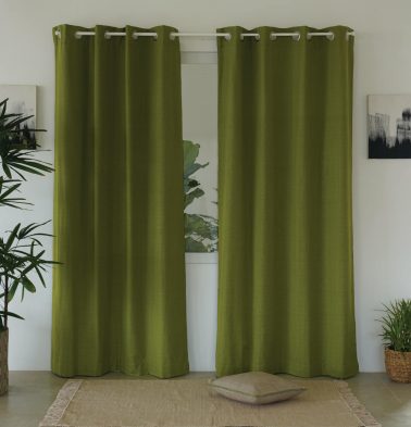 Panama Weave Cotton Curtain Spinach Green
