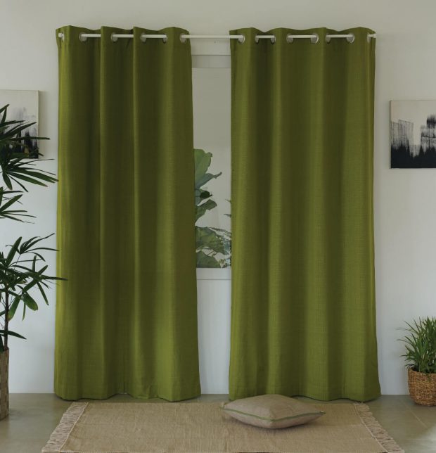 Panama Weave Cotton Curtain Spinach Green